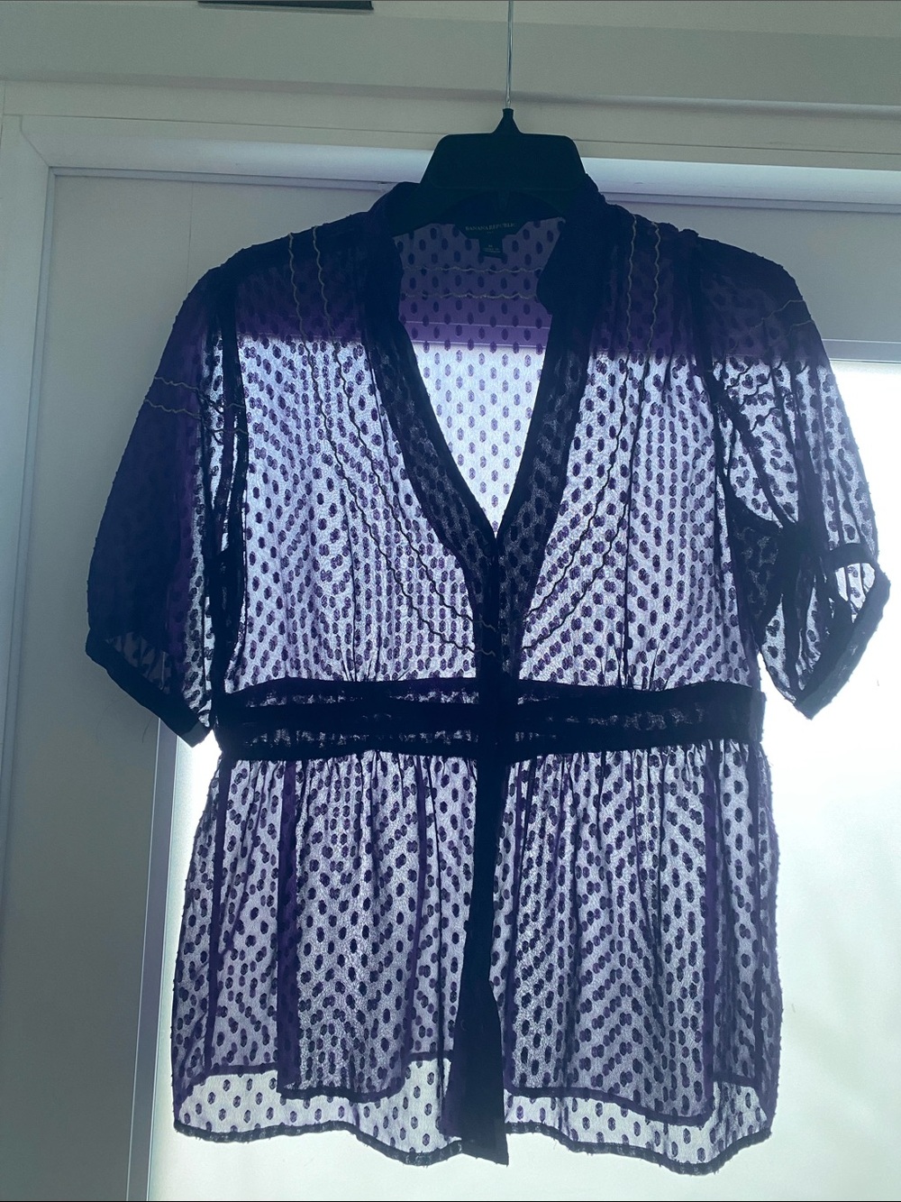 Banana Republic , button down blouse purple with silver accents size M